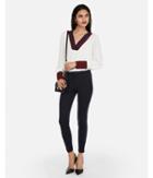 Express Womens Color Block Soft V-neck Blouse