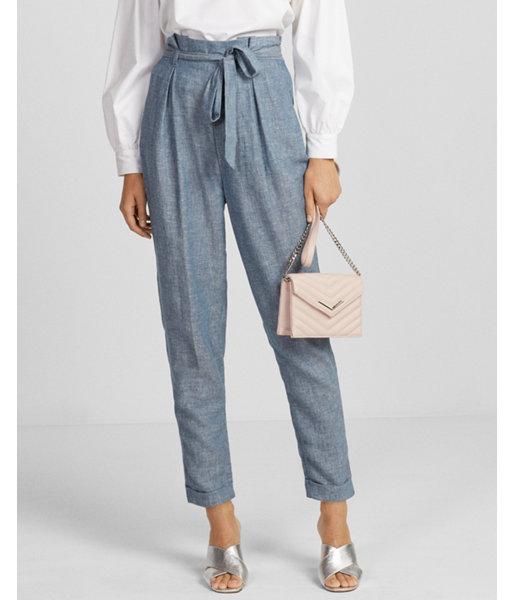 Express High Waisted Linen-blend Sash Waist Pant