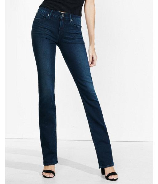Express Dark Mid Rise Stretch+supersoft Barely Boot Jeans