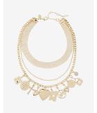 Express Womens Mixed Metal Layered Charm Necklace