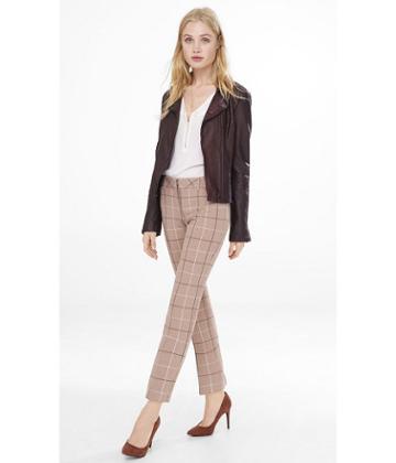 Express Express Womens Shadow Windowpane Plaid Editor Ankle Pant