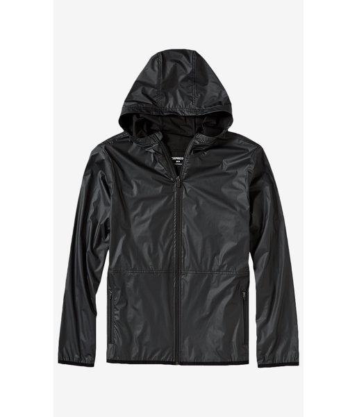 Express Men's Outerwear Express Tech Water Resistant Zip-up Black Jacket