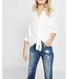 Express Petite Tie-front Button Down