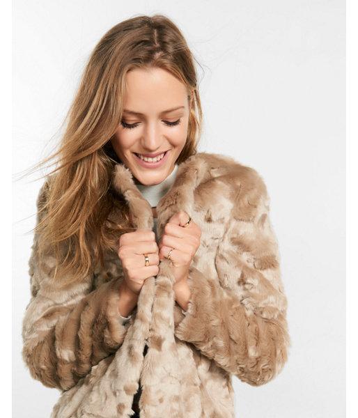 Express Womens Crushed Faux Fur Coat