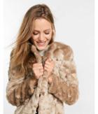 Express Womens Crushed Faux Fur Coat