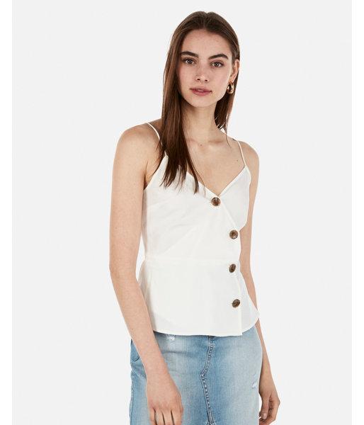 Express Womens Asymmetrical Surplice Button-down Peplum Cami