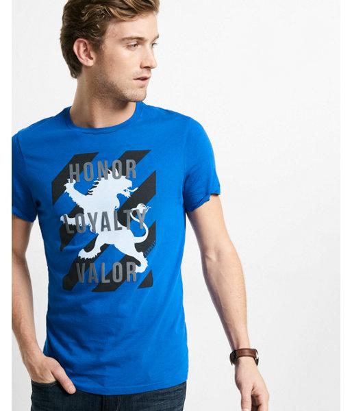 Express Mens Honor Loyalty Valor Lion Graphic T-shirt
