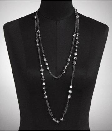 Express Womens Beaded Gathered Chain Long Necklace