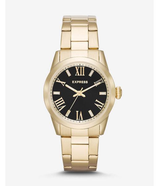 Express Mens Analog Bracelet Watch - Black And Gold