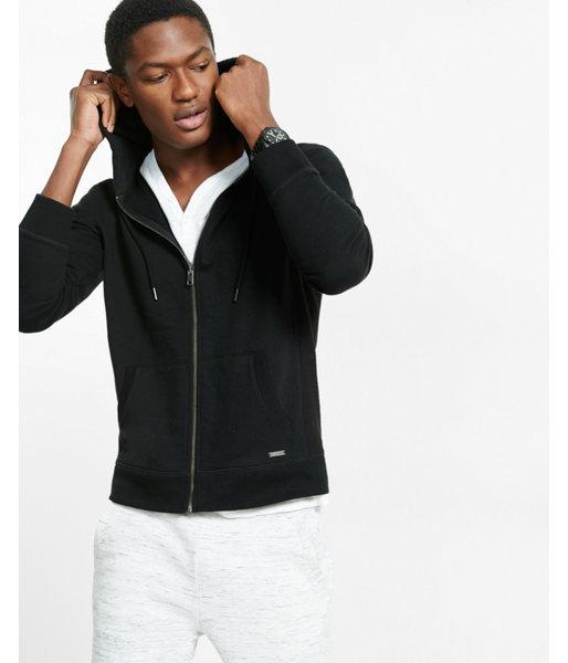 Express Fleece Waffle Detailed Zip-up Hoodie