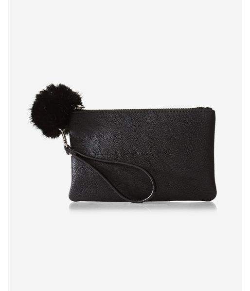 Express Womens Faux Fur Pom Wristlet