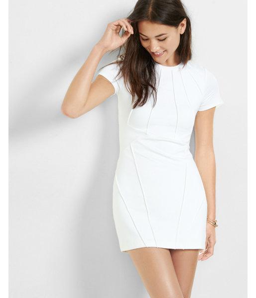 Express Womens White Pintucked Short Sleeve
