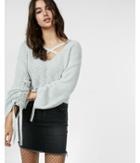 Express Strappy Drawstring Sleeve Pullover
