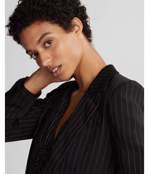 Express Womens Petite Ticking Stripe Boyfriend Jacket