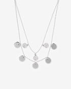 Express Womens Two Row Cubic Zirconia Disc Drop Chain Necklace
