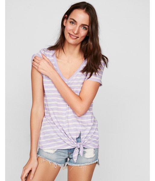 Express Womens Express One Eleven Striped Tie Front
