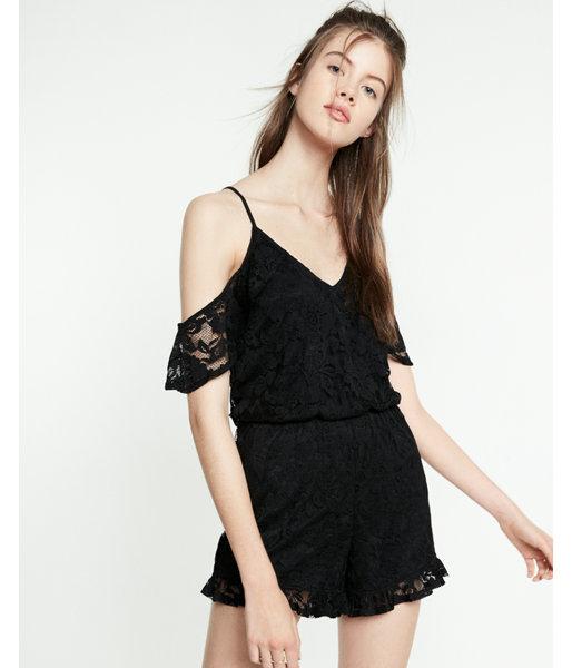 Express Lace Cold Shoulder Romper