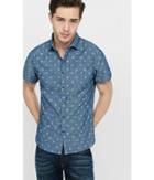 Express Men's Shirts Short Sleeve Chambray Print