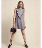 Express Striped Ruffle Yoke Sleeveless Cotton Dress