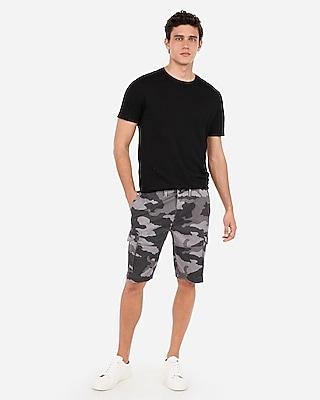 Express Mens Classic 10 Inch Camo Stretch Black Cargo