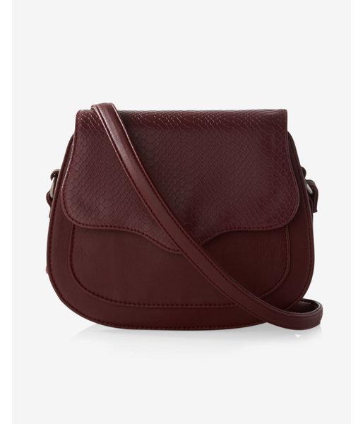 Express Womens Faux Snakeskin Flap Front Cross Body Bag
