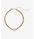 Express Womens Gold And Black Block L Initial Choker Necklace