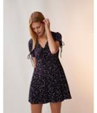 Express Womens Floral Ruched Fit And Flare Dress
