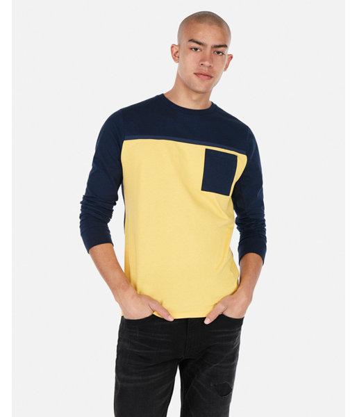 Express Mens Color Block Pocket Jersey Tee