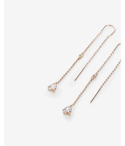 Express Womens Cubic Zirconia Teardrop Pull-through Earrings