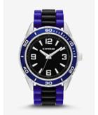 Express Mens Striped Silicone Strap Watch - Blue & Black