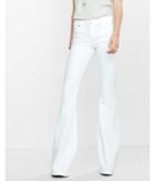 Express Womens White Mid Rise Bell Flare Jeans