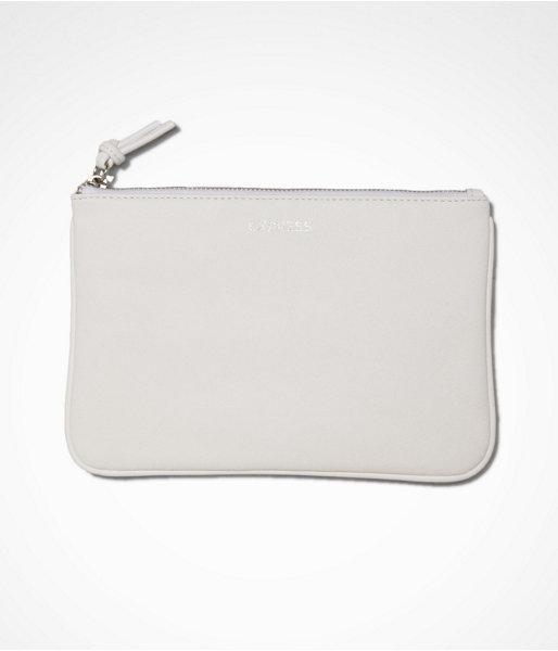 Womens Zip Top Clutch White