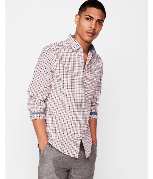 Express Mens Slim Soft Wash Plaid Button-down