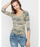 Express Womens Express One Eleven Double Ruched Camo Top