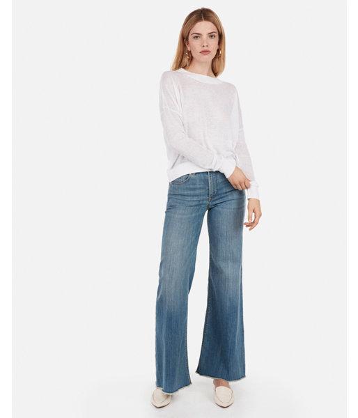 Express Womens Ribbed Linen-blend Pullover