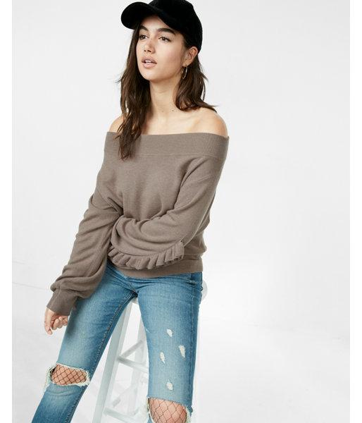 Express Ruffle Sleeve Off The Shoulder