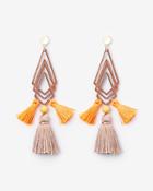 Express Womens Wood Triangle Tassel Drop Post Back Earrings