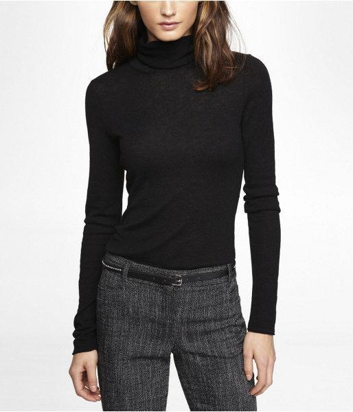 Womens Long Sleeve Turtleneck Sweater Black X Small