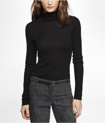 Womens Long Sleeve Turtleneck Sweater Black X Small
