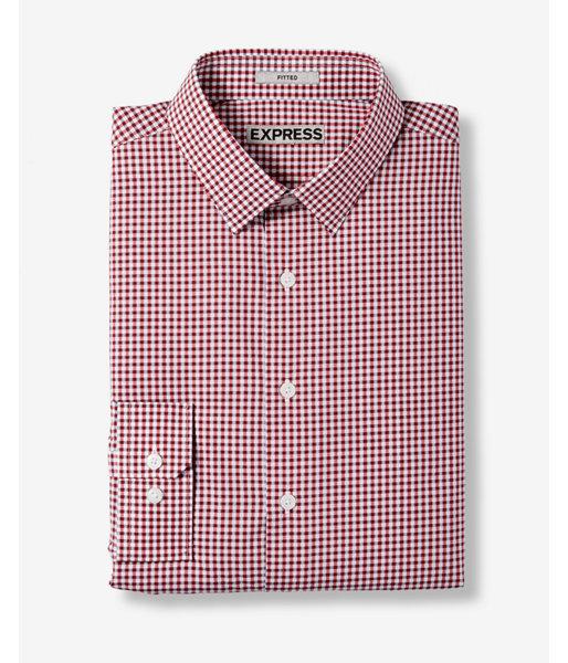Express Fitted Micro Check Print Cotton Dress