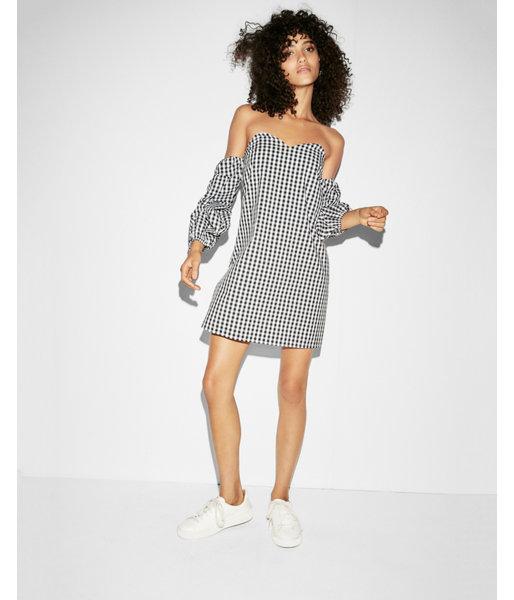 Express Womens Gingham Off The Shoulder