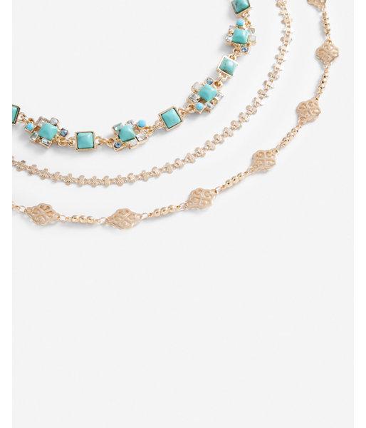 Express Set Of Three Textured Choker Necklaces