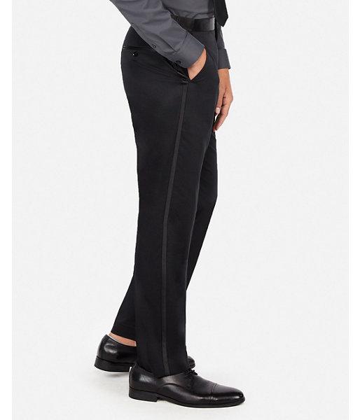 Express Mens Classic Black Satin Accent Cotton Sateen Tuxedo Pant