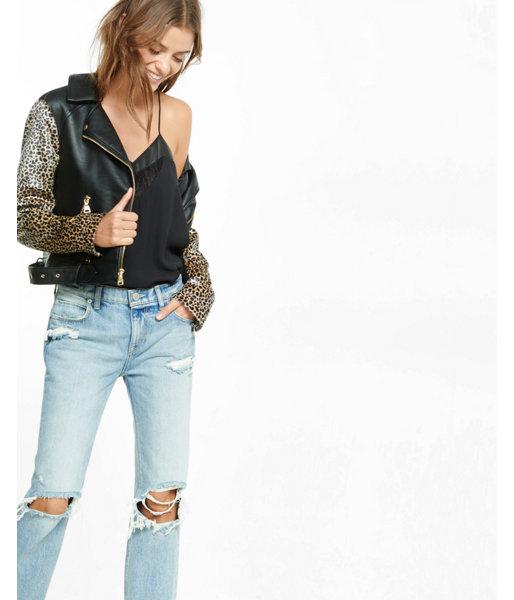 Express Faux Leather And Lace Pieced Cami