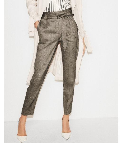 Express Womens Petite High Waisted Linen-blend Sash Waist Ankle Pant