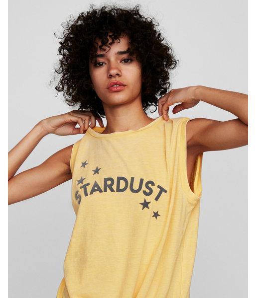 Express Womens Petite Stardust Knot Front Graphic Tank