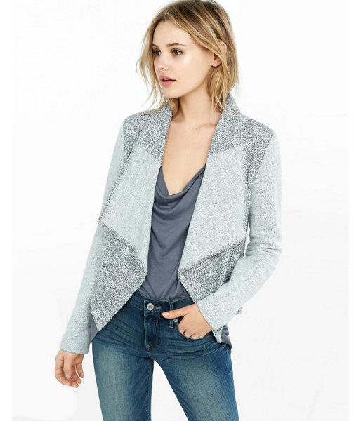 Express Womens Marled Color Block Drape Collar Cover-up