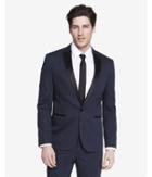 Express Slim Photographer Navy Cotton Sateen Tuxedo Jacket