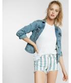 Express Mid Rise Striped Denim Cotton Cutoff