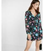 Express Womens Plunging V-neck Floral Ruffle Dress